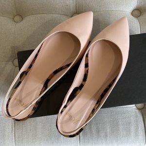 J Crew baby pink with dyed calf hair sling back sandal